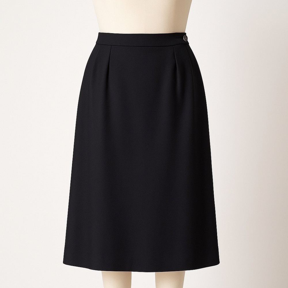 Vintage Preppy 100% Wool Maxi Skirt Sz 14 Black Elastic Pockets Office 34"‎ Long